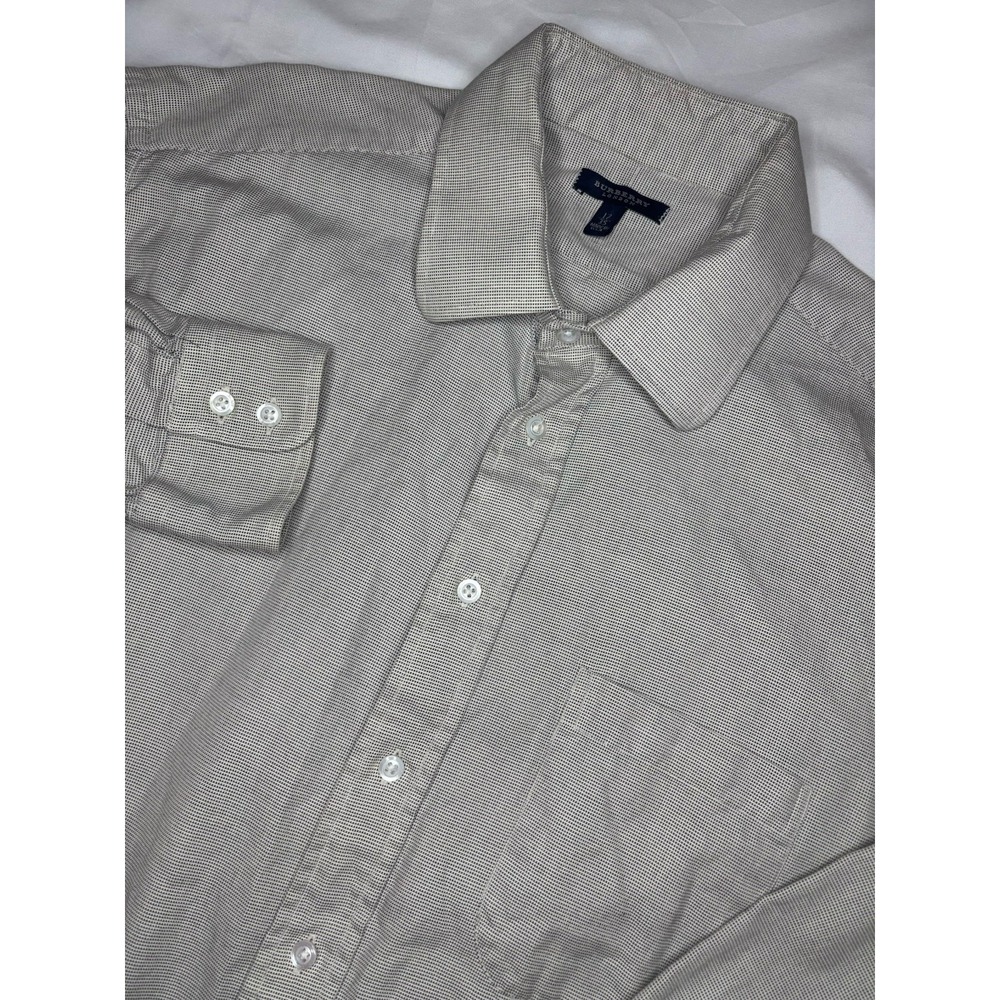 Burberry London Button Up Dress Shirt Men's 17/35 Gray Long Sleeve Made in‎ USA